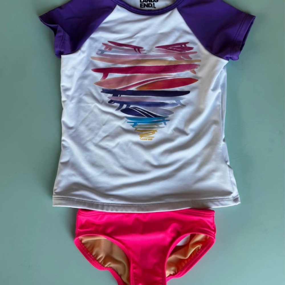 Lands' End Kids Rashguard Set‎ - Purple and Pink - 2T/3T